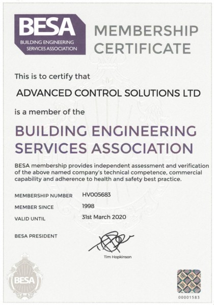BESA Member Certificate